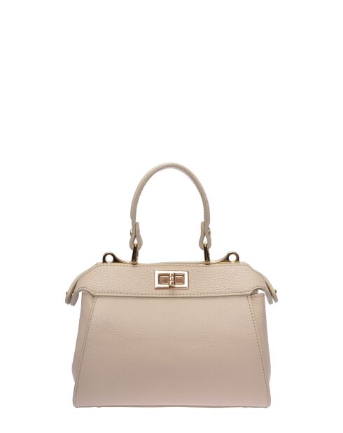 SS26 RM 146 beige Lederhandtasche - 19x20,5x8 cm