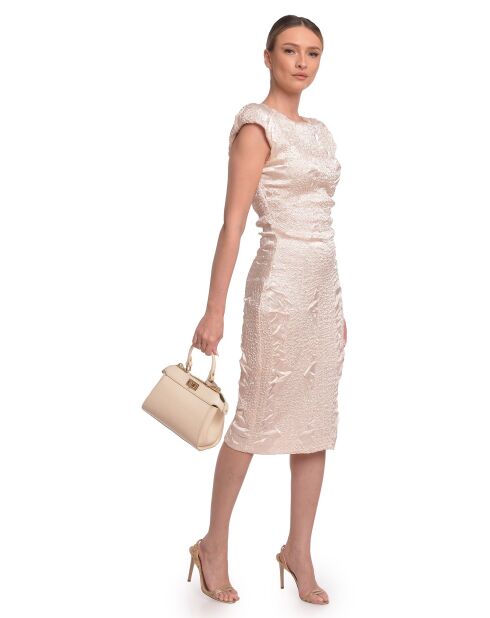 SS26 RM 146 beige Lederhandtasche - 19x20,5x8 cm