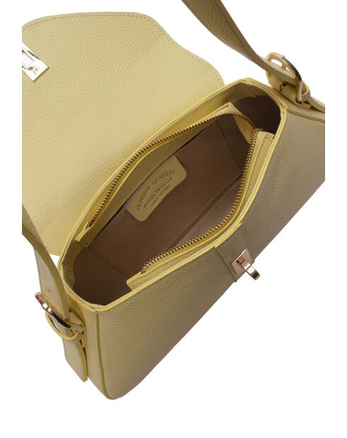 SS26 RM 1009T gele leren schoudertas - 15x34 laag x 24 hoog x 6,5 cm