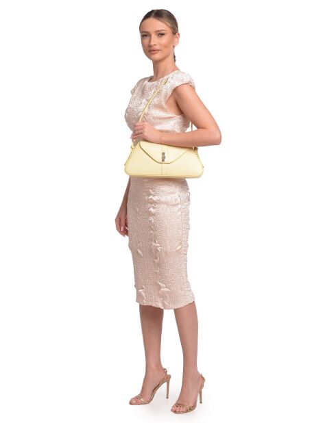 SS26 RM 1009T gele leren schoudertas - 15x34 laag x 24 hoog x 6,5 cm