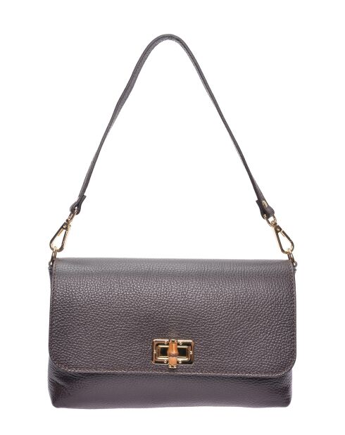 SS26 RM 150T donkerbruine leren schoudertas - 17x24,5x6,5 cm