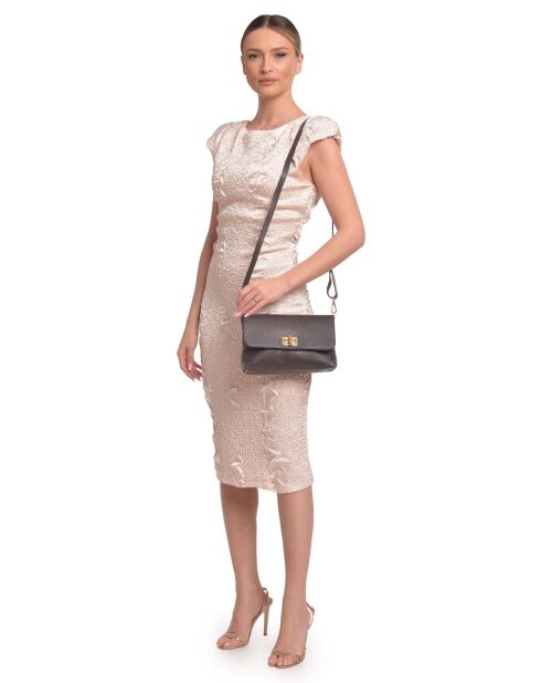 SS26 RM 150T donkerbruine leren schoudertas - 17x24,5x6,5 cm