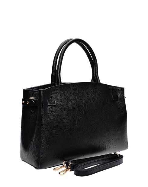 SS26 IR 181T Tragetasche aus schwarzem Leder, 22,5 x 31 x 9 cm