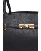 SS26 IR 181T Tragetasche aus schwarzem Leder, 22,5 x 31 x 9 cm