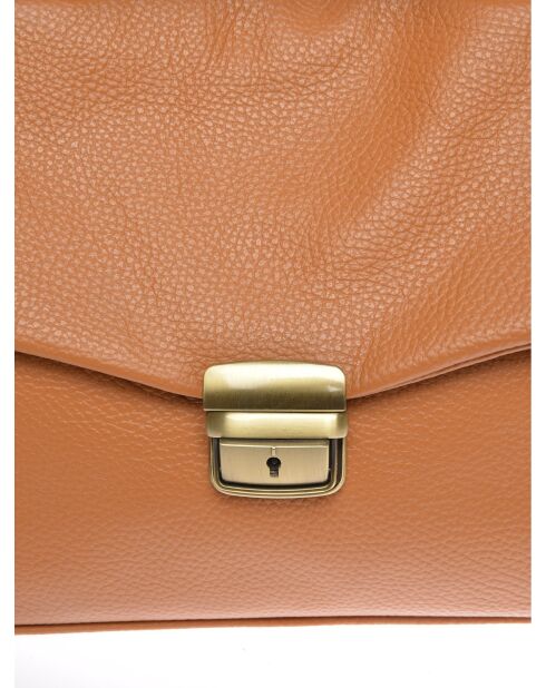 SS26 IR 1982T Handtasche aus cognacfarbenem Leder - 21x28,5x11,5 cm