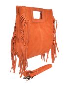 SS26 AL 8197T Tragetasche aus orangefarbenem Leder, 20 x 21 cm