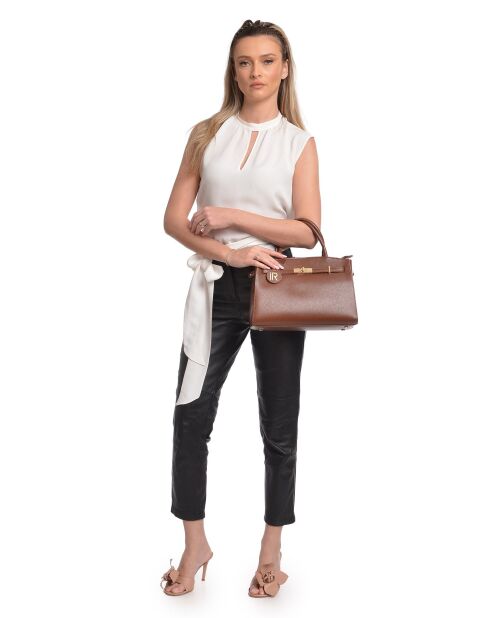 SS26 IR 181T bruine leren draagtas - 22,5x31x9 cm