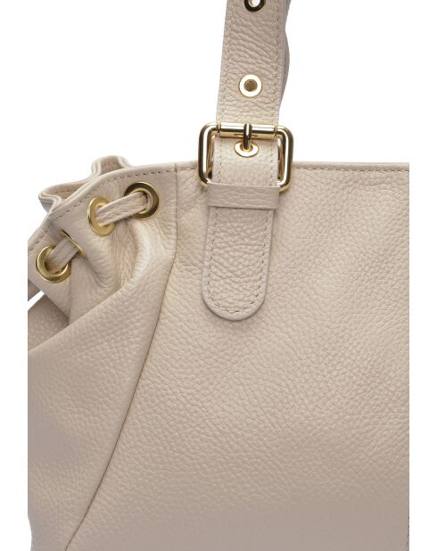 SS26 AL 170T beige leren schoudertas - 21x34x9 cm