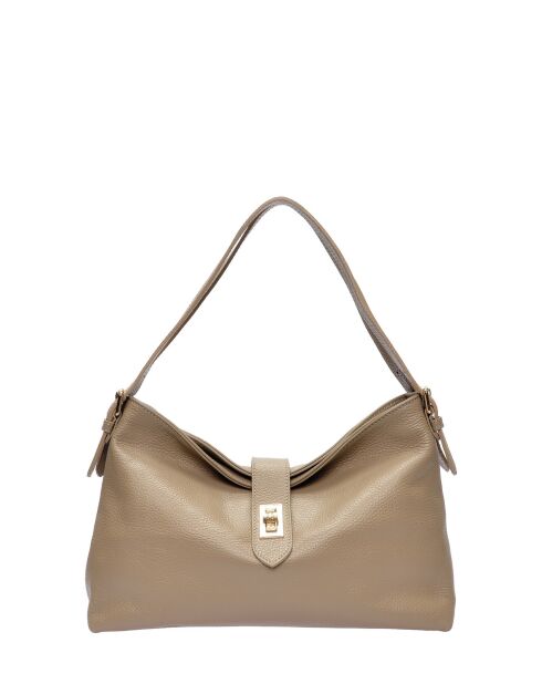 SS26 AL SBV 19 Schultertasche aus taupefarbenem Leder - 24x37x10,5 cm