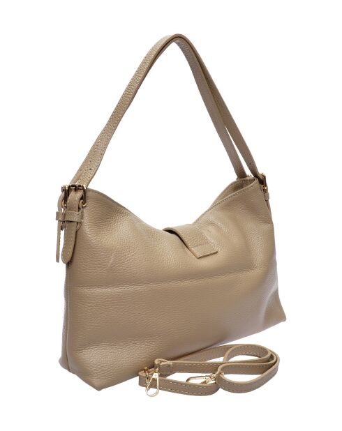 SS26 AL SBV 19 Schultertasche aus taupefarbenem Leder - 24x37x10,5 cm