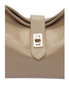 SS26 AL SBV 19 taupe leren schoudertas - 24x37x10,5 cm