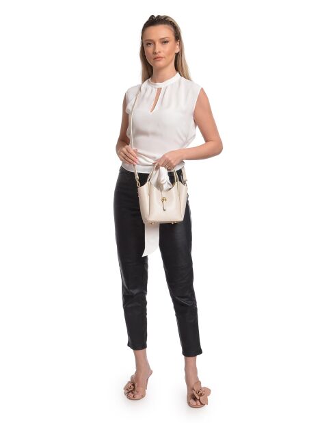 Bolso SS26 IR 180T de piel beige - 14x16x10 cm