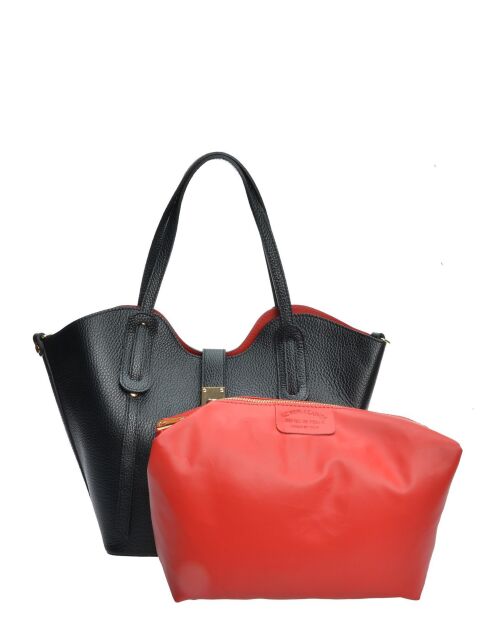 SS26 IR TSBV 31 zwarte leren schoudertas - 24x29x13 cm