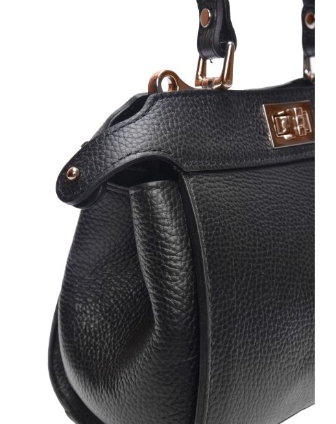 SS26 RM 146 zwarte leren handtas - 19x20,5x8 cm