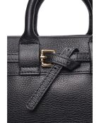 SS26 IR 178T Tragetasche aus schwarzem Leder, 21,5 x 26,5 x 9,5 cm