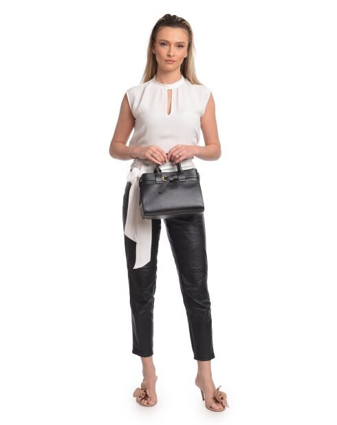 SS26 IR 178T Tragetasche aus schwarzem Leder, 21,5 x 26,5 x 9,5 cm