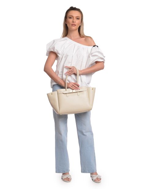 SS26 IR 177T Schultertasche aus beigem Leder - 26x32x10 cm