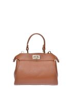 SS26 RM 146 Handtasche aus cognacfarbenem Leder - 19x20,5x8 cm