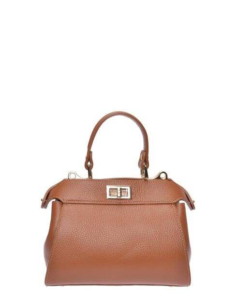 SS26 RM 146 Handtasche aus cognacfarbenem Leder - 19x20,5x8 cm