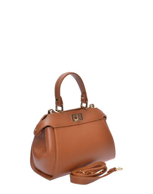 SS26 RM 146 Handtasche aus cognacfarbenem Leder - 19x20,5x8 cm