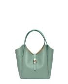 SS26 IR 180T Tragetasche aus minzfarbenem Leder — 14 x 16 x 10 cm