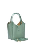 SS26 IR 180T Tragetasche aus minzfarbenem Leder — 14 x 16 x 10 cm