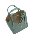 SS26 IR 180T Tragetasche aus minzfarbenem Leder — 14 x 16 x 10 cm