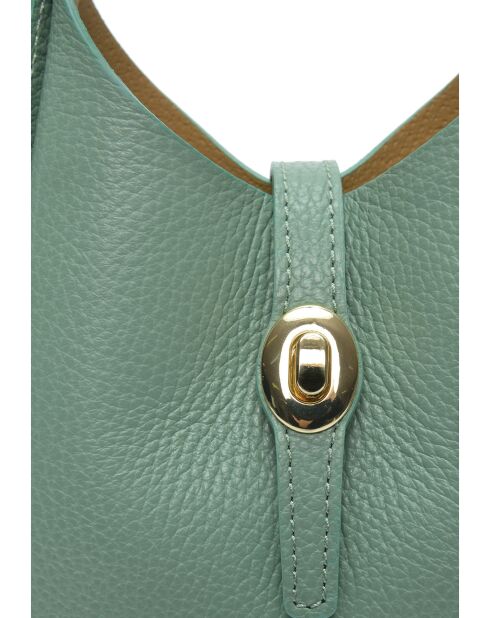 SS26 IR 180T Tragetasche aus minzfarbenem Leder — 14 x 16 x 10 cm