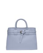 SS26 IR 178T Tragetasche aus himmelblauem Leder — 21,5 x 26,5 x 9,5 cm