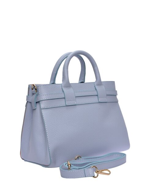 SS26 IR 178T Tragetasche aus himmelblauem Leder — 21,5 x 26,5 x 9,5 cm