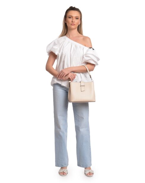 SS26 IR 188 beige leren draagtas - 21x25x13 cm