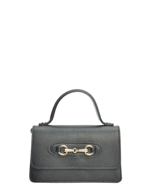 SS26 IR SBV 6 Schultertasche aus schwarzem Leder - 11x19x6,5 cm