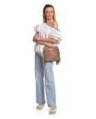 SS26 AL 8197T taupe leren draagtas - 20x21 cm