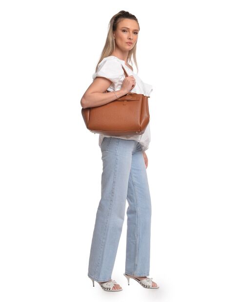 SS26 IR 177T cognac leren schoudertas - 26x32x10 cm