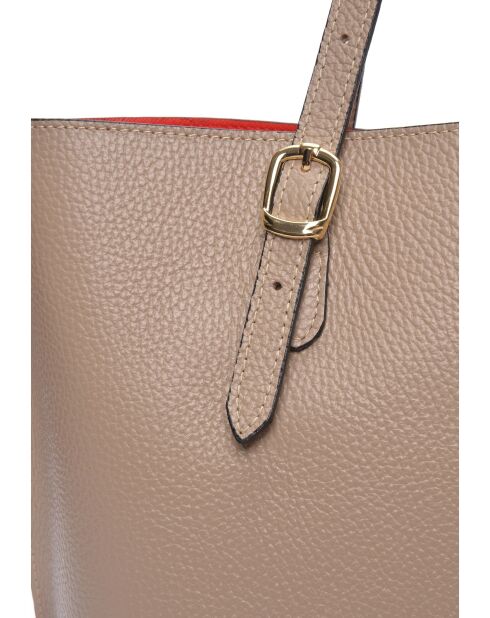 SS26 IR 176 Schultertasche aus taupefarbenem Leder - 26x29x9,5 cm