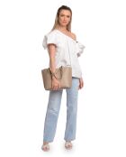 SS26 IR 176 Schultertasche aus taupefarbenem Leder - 26x29x9,5 cm