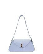 SS26 RM 1009T hemelsblauwe leren schoudertas - 15x34 laag x 24 hoog x 6,5 cm