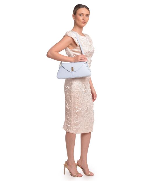 SS26 RM 1009T hemelsblauwe leren schoudertas - 15x34 laag x 24 hoog x 6,5 cm