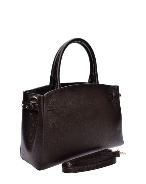 SS26 IR 181T donkerbruine leren draagtas - 22,5x31x9 cm