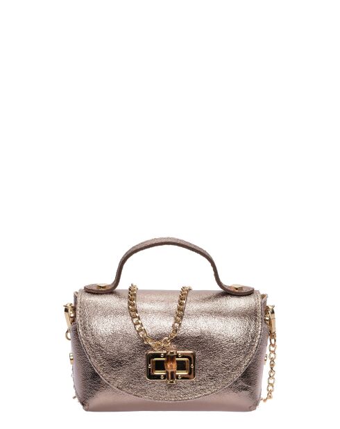 SS26 RM 8193 bronzen leren schoudertas - 8,5x15x8 cm