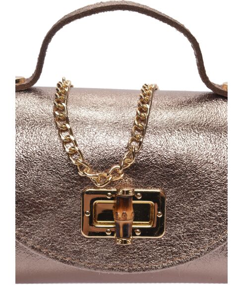 SS26 RM 8193 bronzen leren schoudertas - 8,5x15x8 cm