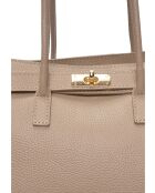 SS26 IR 177T Schultertasche aus taupefarbenem Leder - 26x32x10 cm