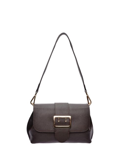 SS26 IR 183T donkerbruine leren schoudertas - 17x25x5 cm