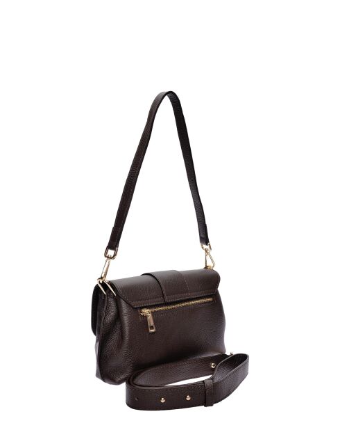 SS26 IR 183T donkerbruine leren schoudertas - 17x25x5 cm