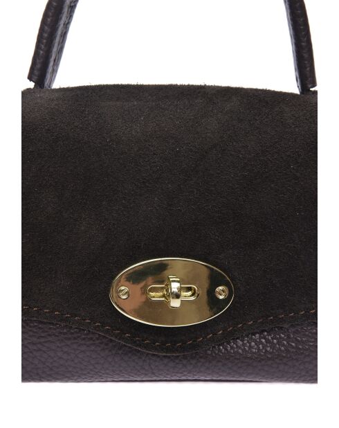 SS26 RM 147T donkerbruine leren handtas - 11,5x17,5x3,5 cm