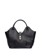 SS26 RM 153T schwarze Lederhandtasche - 19x27x16,5 cm
