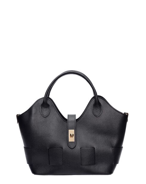 SS26 RM 153T schwarze Lederhandtasche - 19x27x16,5 cm