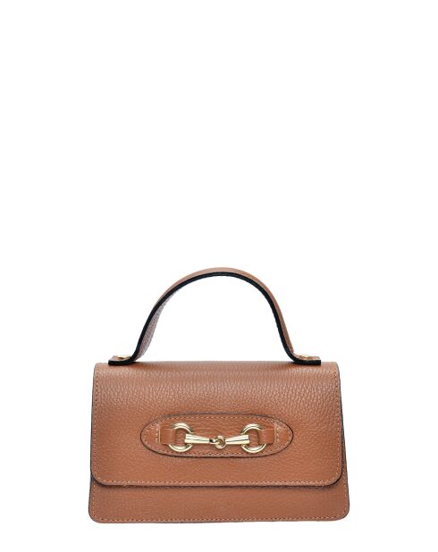 SS26 IR SBV 6 Schultertasche aus cognacfarbenem Leder - 11x19x18,5 cm