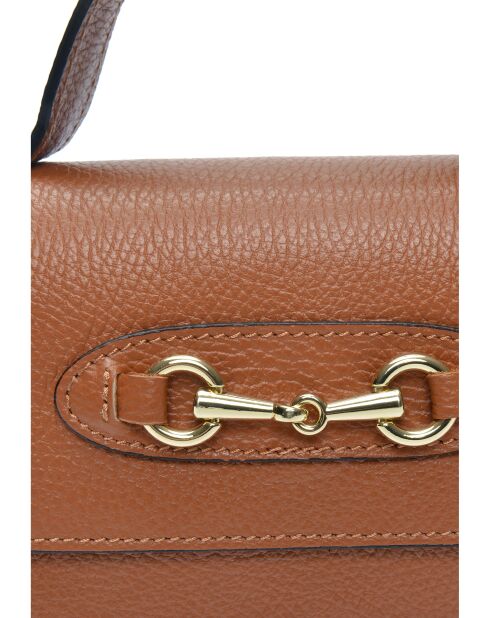 SS26 IR SBV 6 Schultertasche aus cognacfarbenem Leder - 11x19x18,5 cm