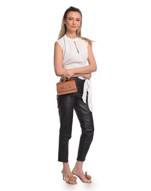 SS26 IR SBV 6 Schultertasche aus cognacfarbenem Leder - 11x19x18,5 cm